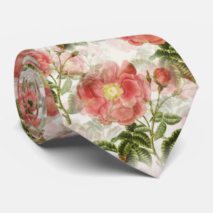 Vintage Victorian Red Flower Pattern Tie
