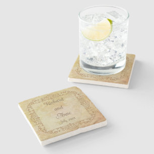 Vintage Victorian Romantic Fairytale Wedding Stone Coaster