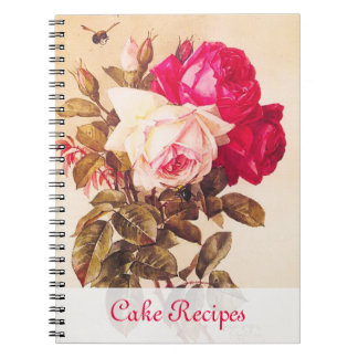 Vintage Victorian Romantic Red and Pink Roses Notebook