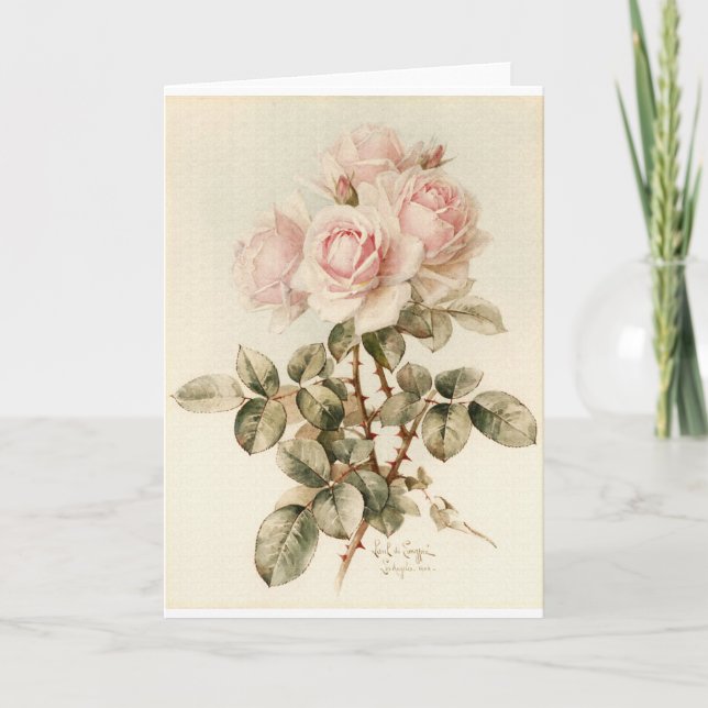 Vintage Victorian Romantic Roses Card (Front)