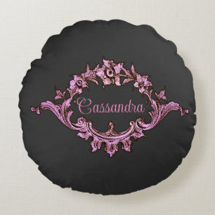 Vintage Victorian Romantic Steampunk Personalized Round Pillow