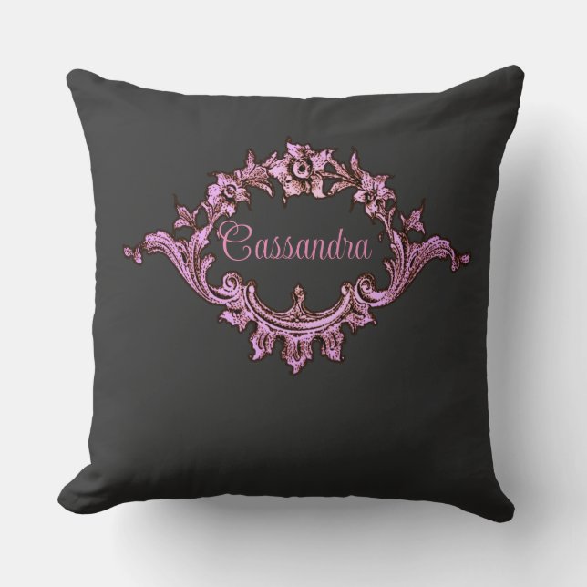 Vintage Victorian Romantic Steampunk Personalized  Throw Pillow (Front)