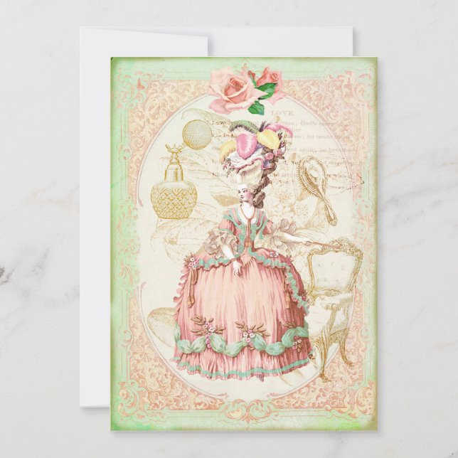 Vintage Victorian Rose Birthday Party Invitation (Front)