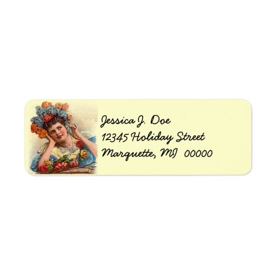 Vintage Victorian Rose Lady Daydream address Label