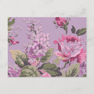 Vintage Victorian Roses and Lilacs Floral Postcard