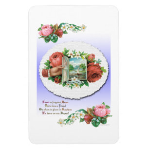 Vintage Victorian Roses Friendship Art Magnet