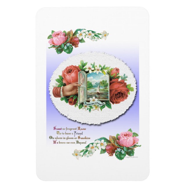 Vintage Victorian Roses Friendship Art Magnet (Vertical)