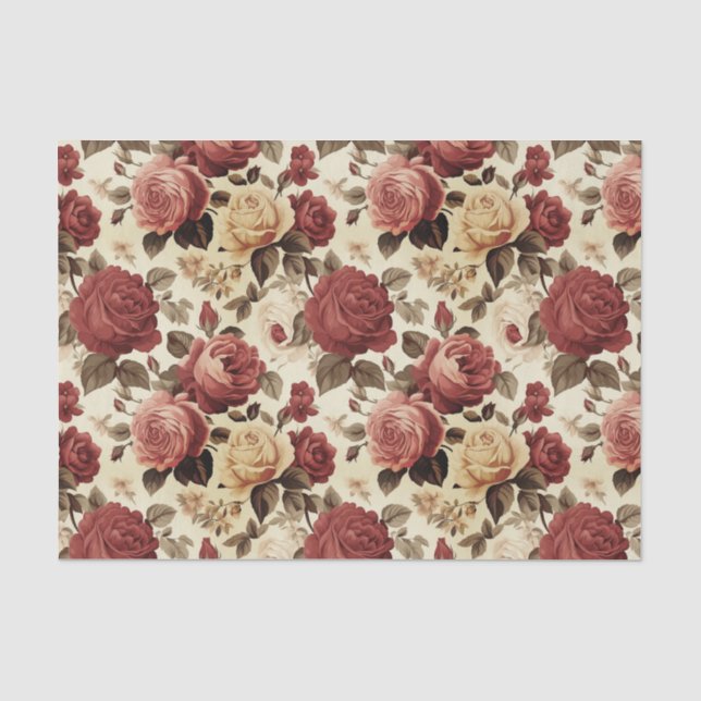 Vintage Victorian Roses Pattern Tissue Paper (Front)