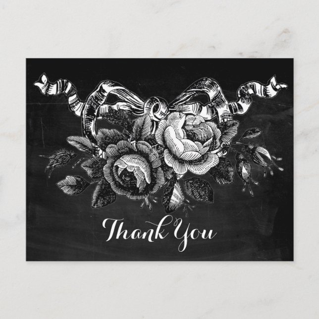 Vintage Victorian Roses Thank You Postcard (Front)