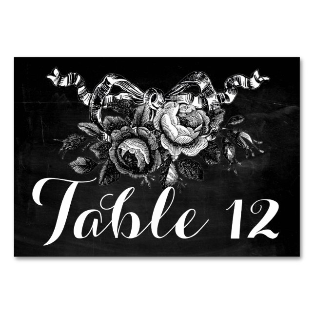 Vintage Victorian Roses Wedding Table Number (Front)