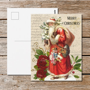 Vintage Victorian Santa Claus Antique Decoupage Postcard