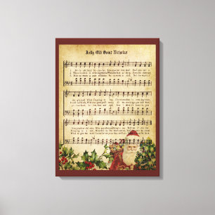 Vintage Victorian Santa Claus Music Score and Song Canvas Print