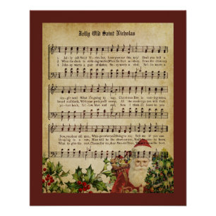 Vintage Victorian Santa Claus Music Score and Song Poster