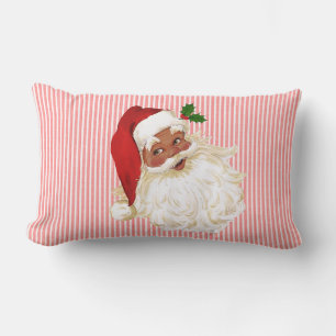 Vintage Victorian Santa Claus Red & White Stripe L Lumbar Pillow