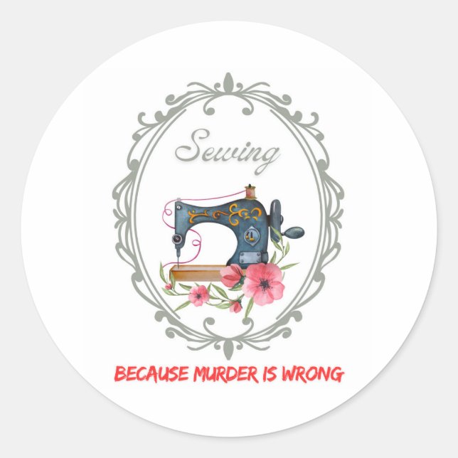 Vintage Victorian Sewing  Classic Round Sticker (Front)