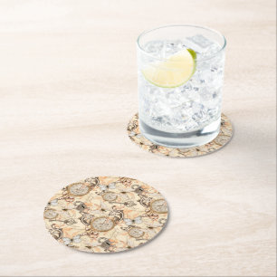 Vintage Victorian Shabby Chic Country Pattern Round Paper Coaster