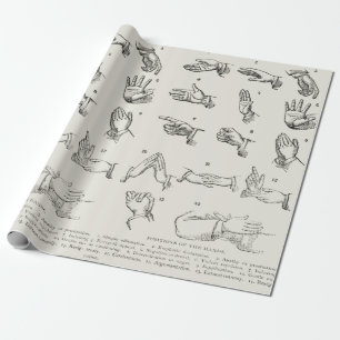 Vintage Victorian Sign Language Hand Gestures Art Wrapping Paper