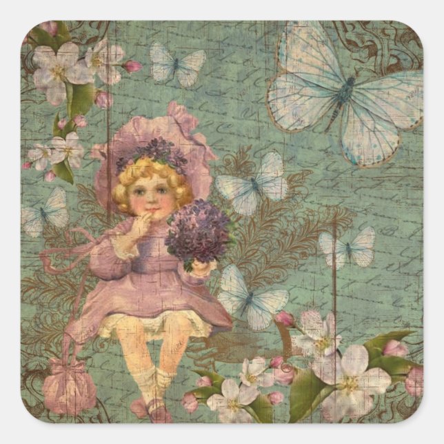 Vintage Victorian Square Sticker (Front)