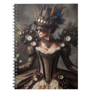 Vintage Victorian Steampunk Clockwork Time Lady Notebook