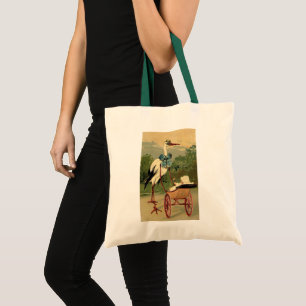 Vintage Victorian Stork and Baby Carriage Tote Bag