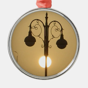 Vintage Victorian Sunset street light.png Metal Ornament