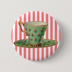 Vintage Victorian Tea Cup 2 Inch Round Button