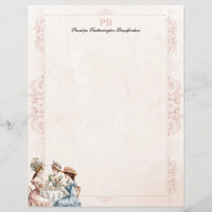 Vintage Victorian Tea Monogrammed Stationery Paper