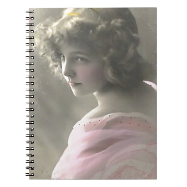 Vintage Victorian Teenage Girl in Pink Notebook (Front)