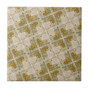 Vintage Victorian The Frightened Lion pattern Tile