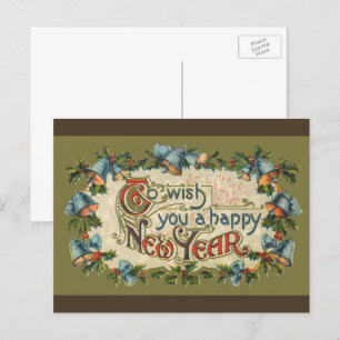 Vintage Victorian, To Wish You a Happy New Year Holiday Postcard
