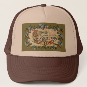 Vintage Victorian, To Wish You a Happy New Year Trucker Hat