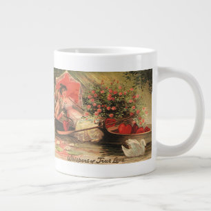 Vintage Victorian Valentine Day Cherub with Hearts Large Coffee Mug