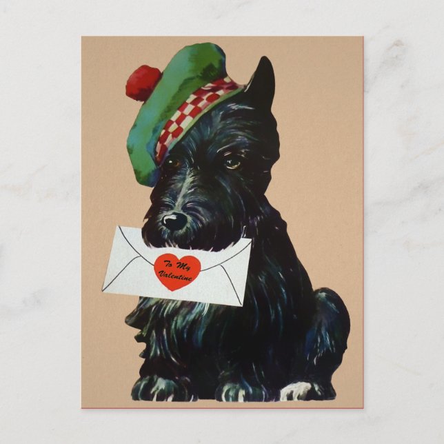 Vintage Victorian Valentine Dog Postcard (Front)