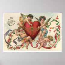 Vintage Victorian Valentines, Cherubs Angels Heart