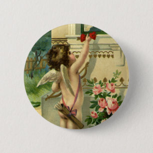 Vintage Victorian Valentine's Day, Angel Hearts 2 Inch Round Button