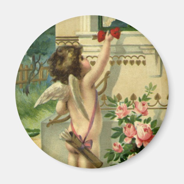 Vintage Victorian Valentine's Day, Angel Hearts Magnet (Front)