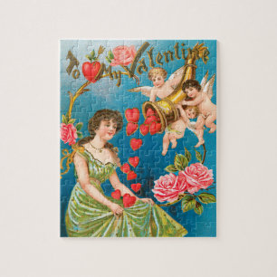 Vintage Victorian Valentine's Day Angels & Hearts Jigsaw Puzzle