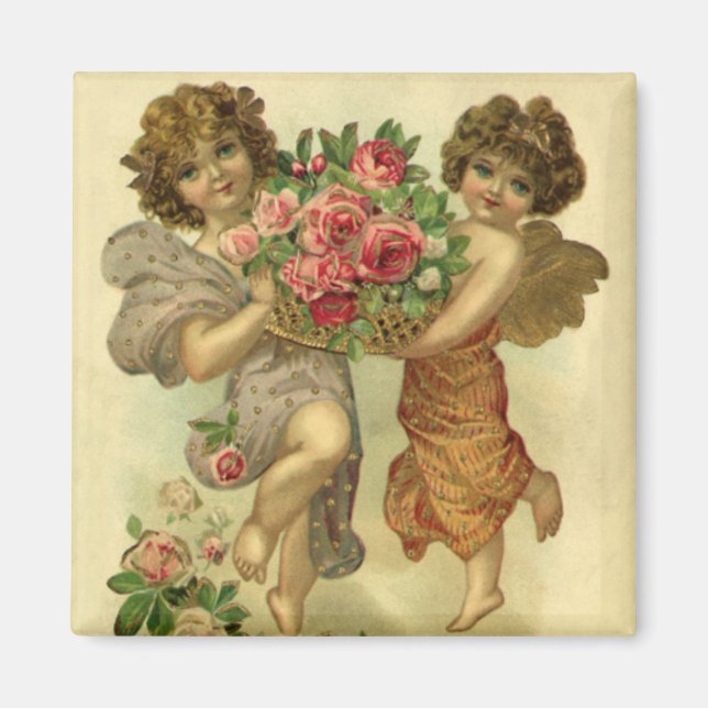Vintage Victorian Valentine's Day, Angels Roses Magnet (Front)
