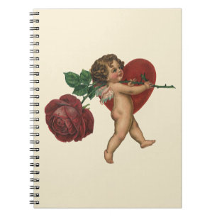 Vintage Victorian Valentine's Day Cherub and Rose Notebook