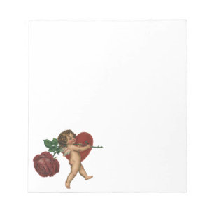 Vintage Victorian Valentine's Day Cherub and Rose Notepad