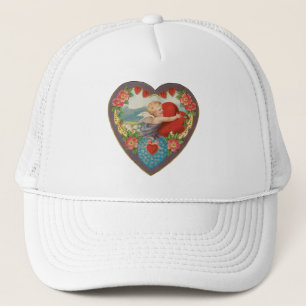 Vintage Victorian Valentine's Day Cherub Hearts Trucker Hat