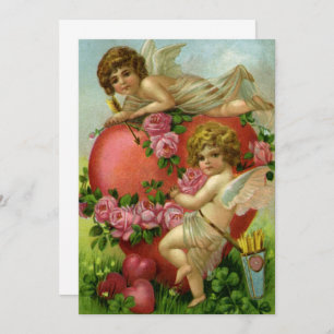 Vintage Victorian Valentines Day Cherub Invitation