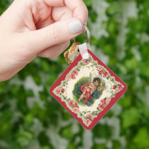 Vintage Victorian Valentine's Day, Cherub on Phone Keychain