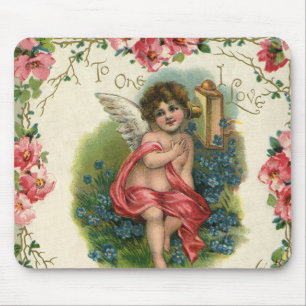 Vintage Victorian Valentine's Day Cherub on Phone Mouse Pad