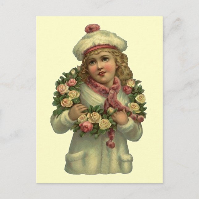 VINTAGE VICTORIAN w/ ROSE WREATH LEI POSTCARD (Front)