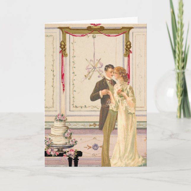 Vintage Victorian Wedding Celebration Scene Card (Front)