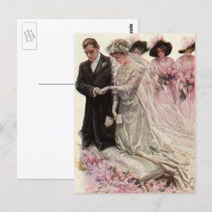 Vintage Victorian Wedding Ceremony Bride and Groom Postcard