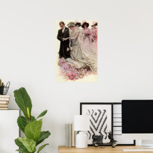 Vintage Victorian Wedding Ceremony Bride and Groom Poster