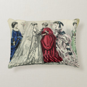Vintage Victorian Wedding Party Bridal Portrait Accent Pillow