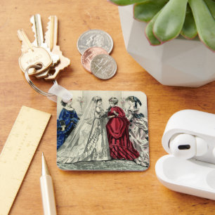 Vintage Victorian Wedding Party Bridal Portrait Keychain